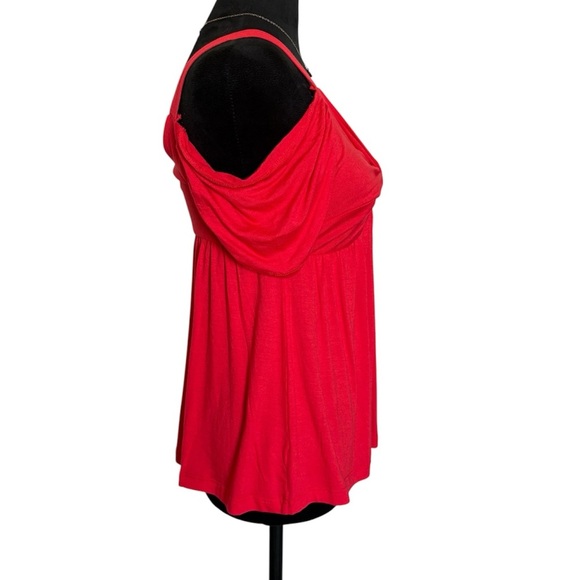 NWT NY & C Woman’s Small Red Off The Shoulder Ruffled Tank Top With Cute Accents - Picture 3 of 7